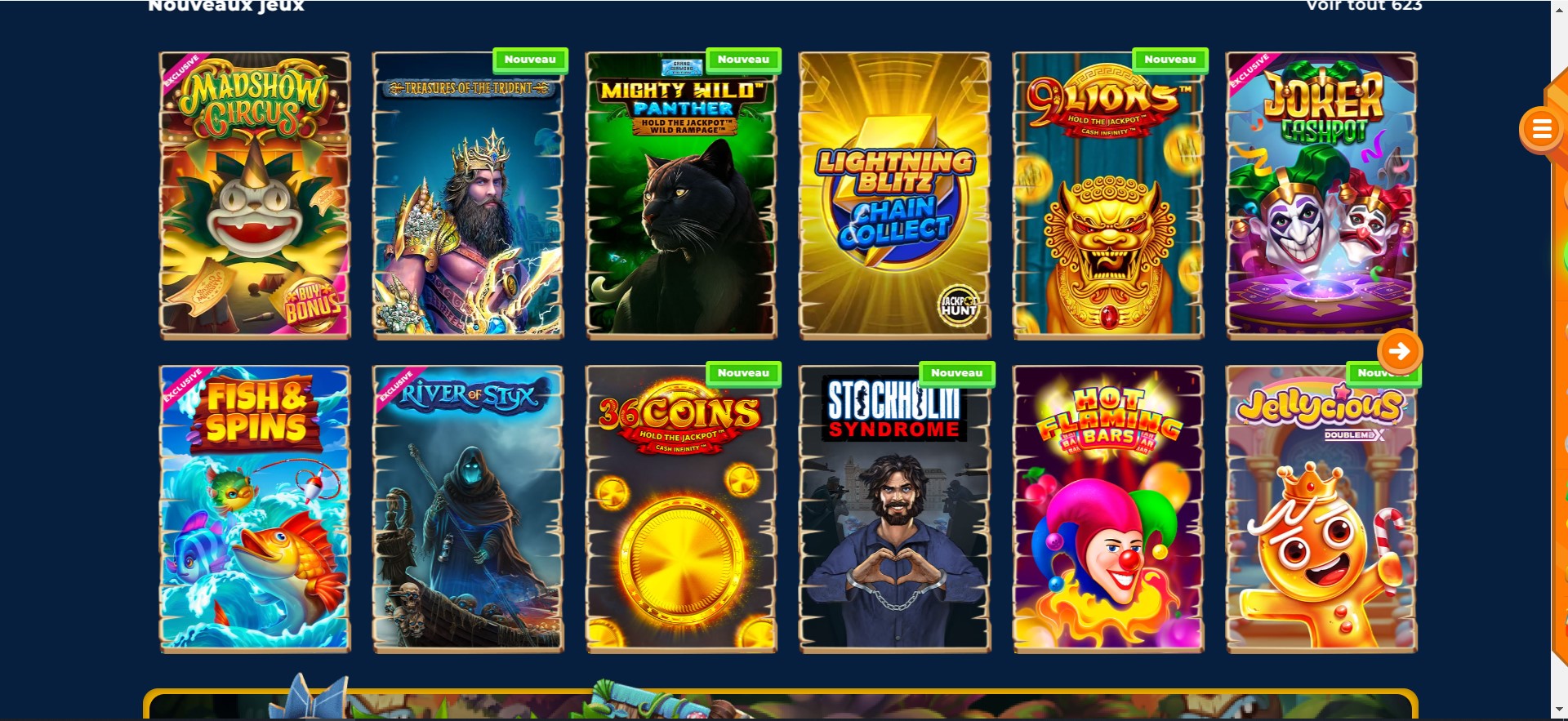 screenshot van nieuwe spellen bij Wazamba Casino