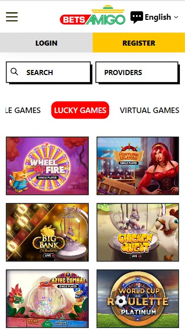 BetsAmigo casino screenshot van mobiele live spellen