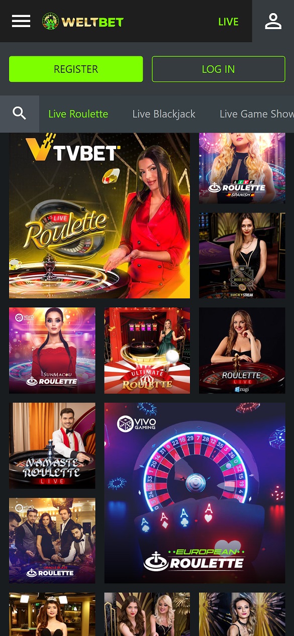 Weltbet live casino mobile