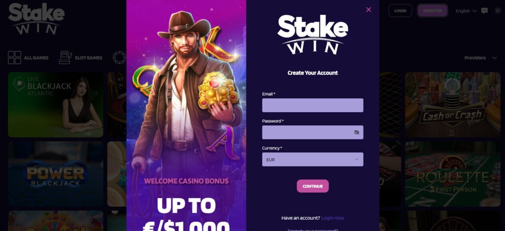 StakeWin casino login