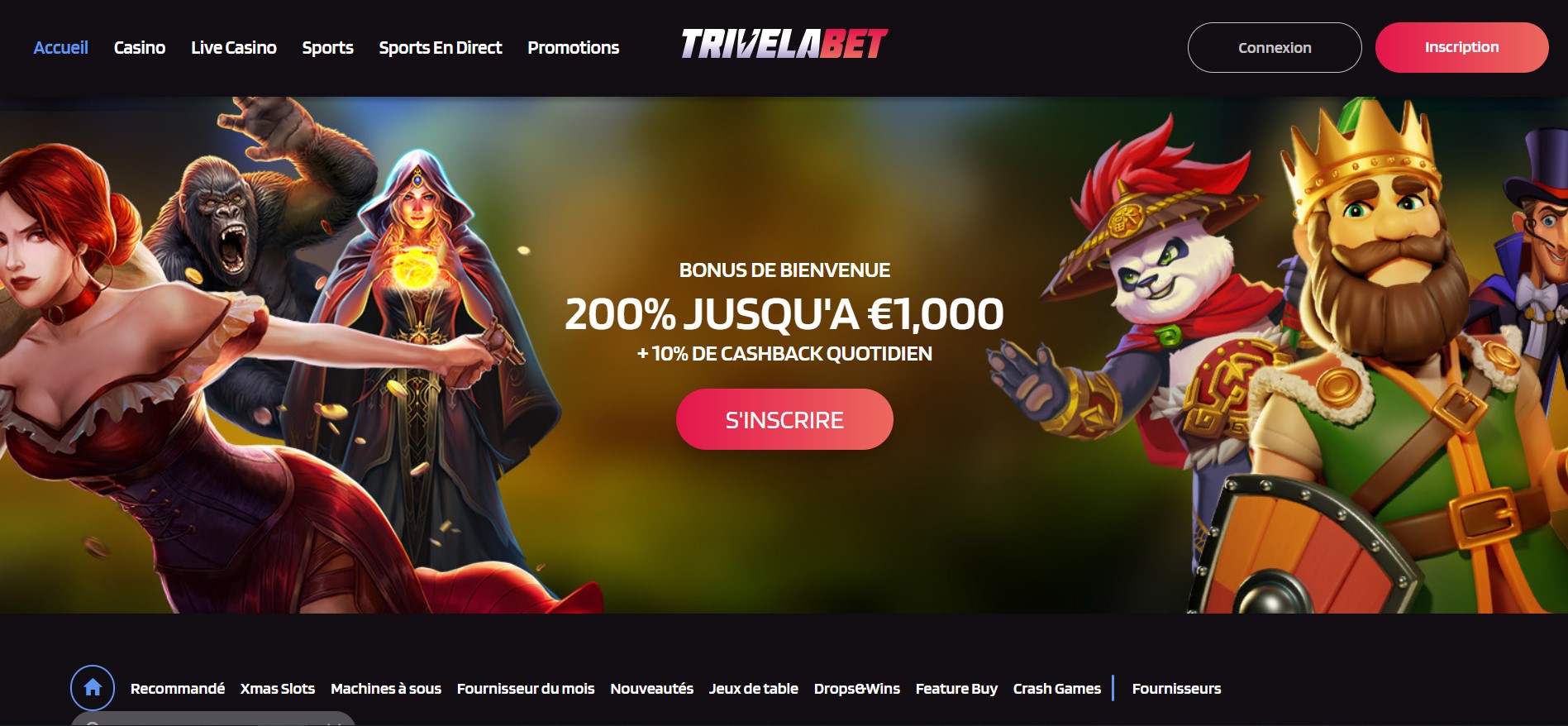 trivelabet casino screenshot van bonus