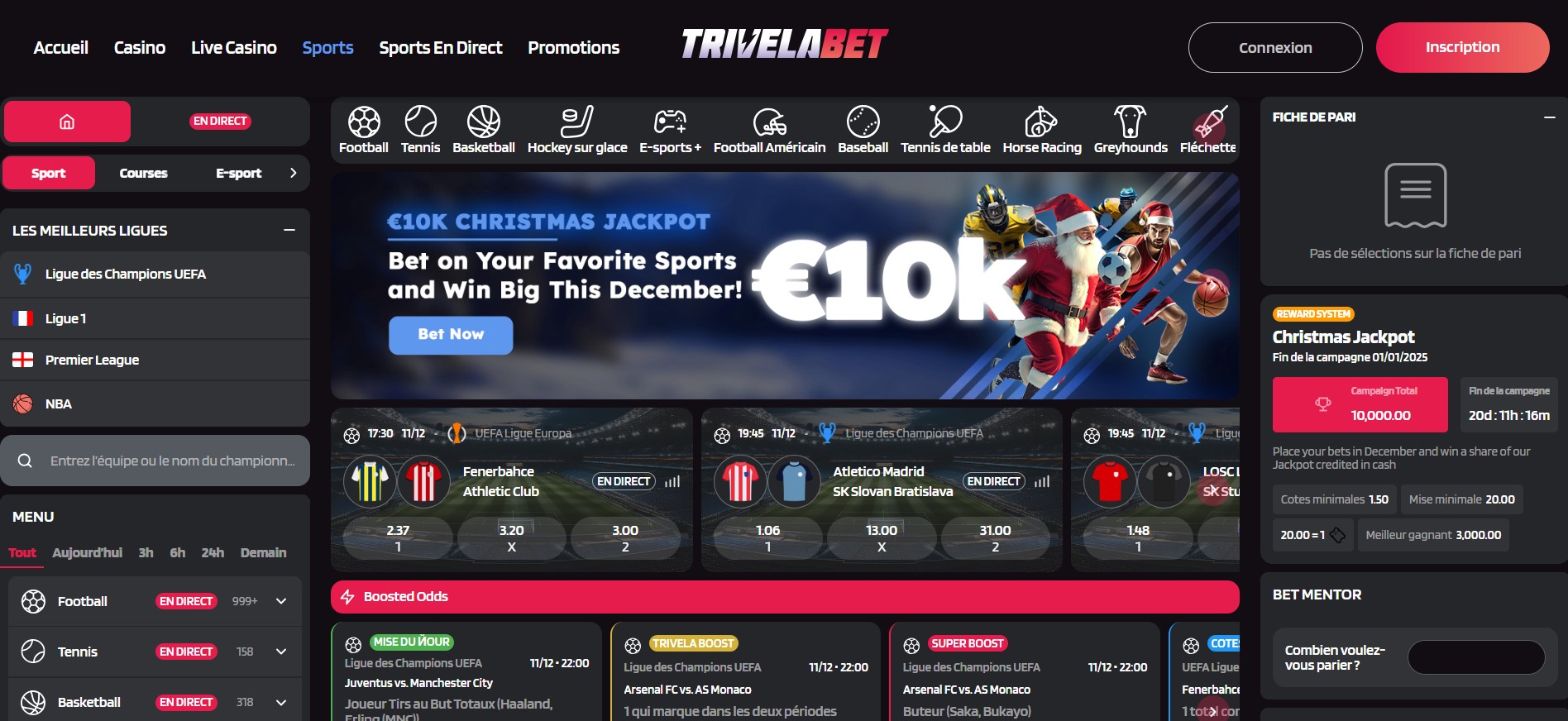 trivelabet sportweddenschappen pagina