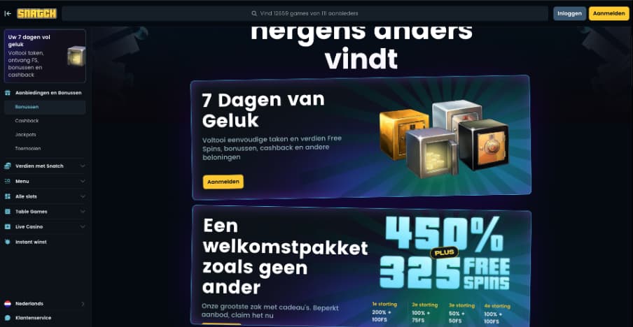 Bonussen en promoties bij Snatch
